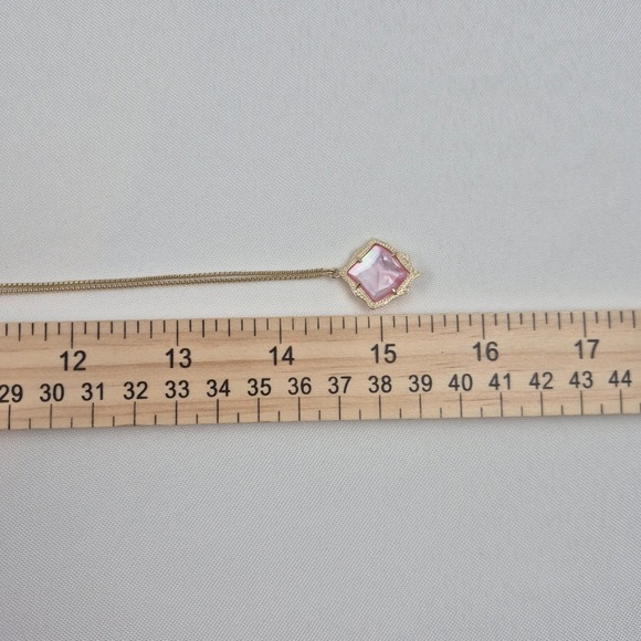 Kendra Scott Kacey Style Dichroic Glass Pendant Rose Gold Necklace 30" NWOT - Picture 7 of 11